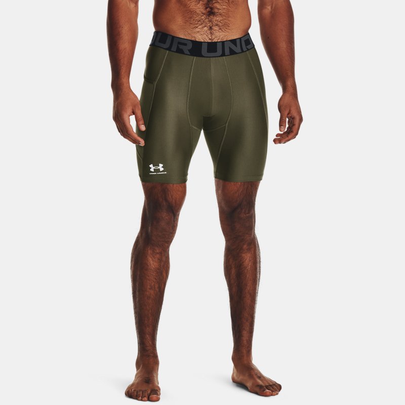 Under Armour Pantalón corto de compresión HeatGear® para hombre Marine OD Verde / Blanco L